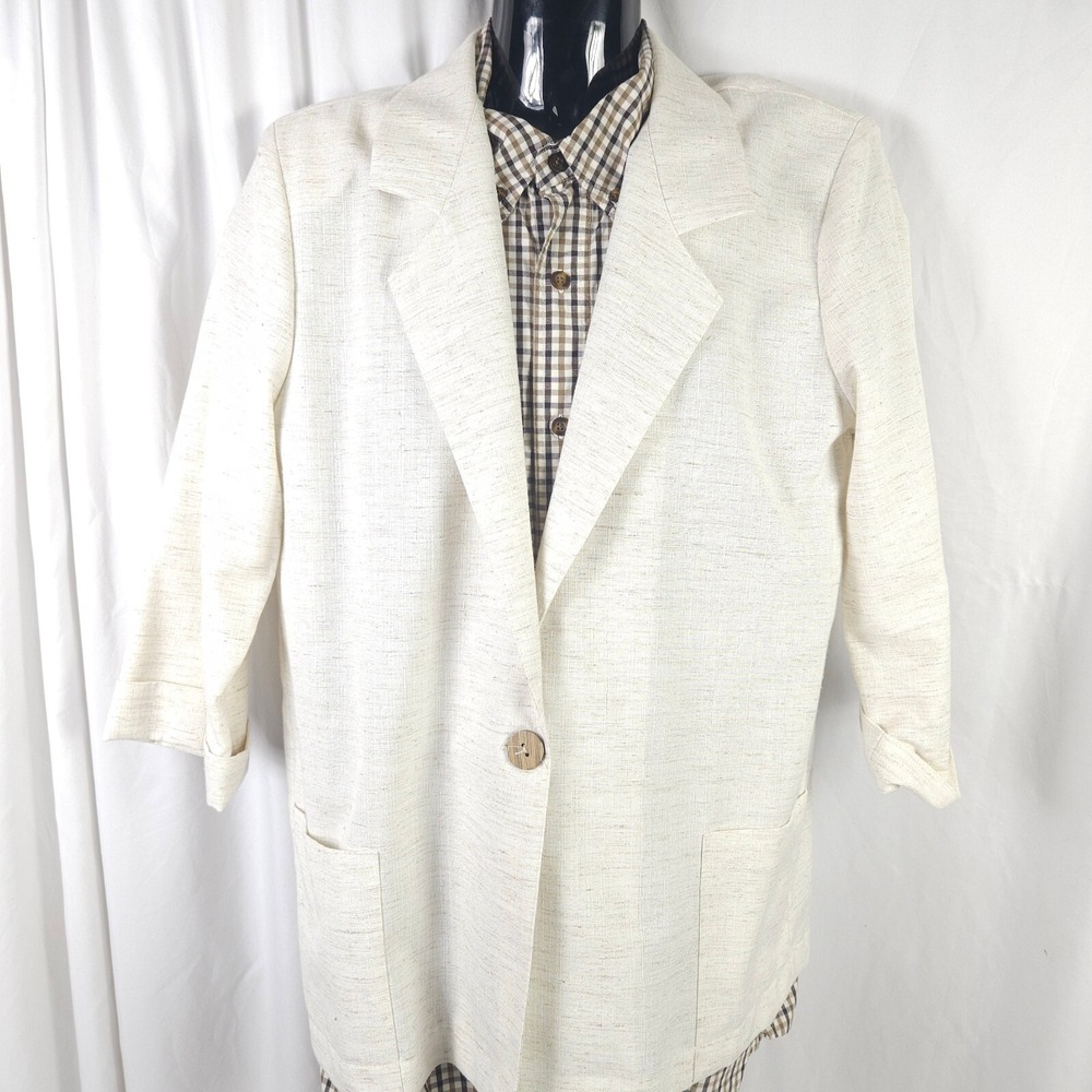 Alice Stuart Women's‎ Beige Cream Single Button Blazer Size Large